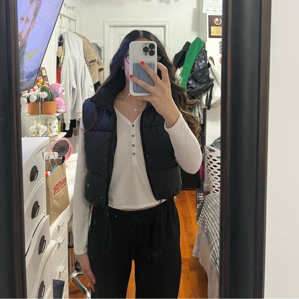 amazon cropped black puffer jacket
